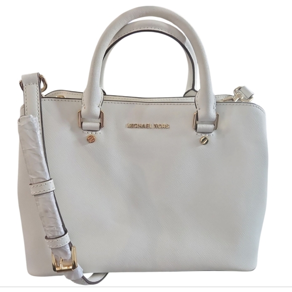 MICHAEL Michael KORS White Saffiano Leather Satchel - Picture 8 of 15